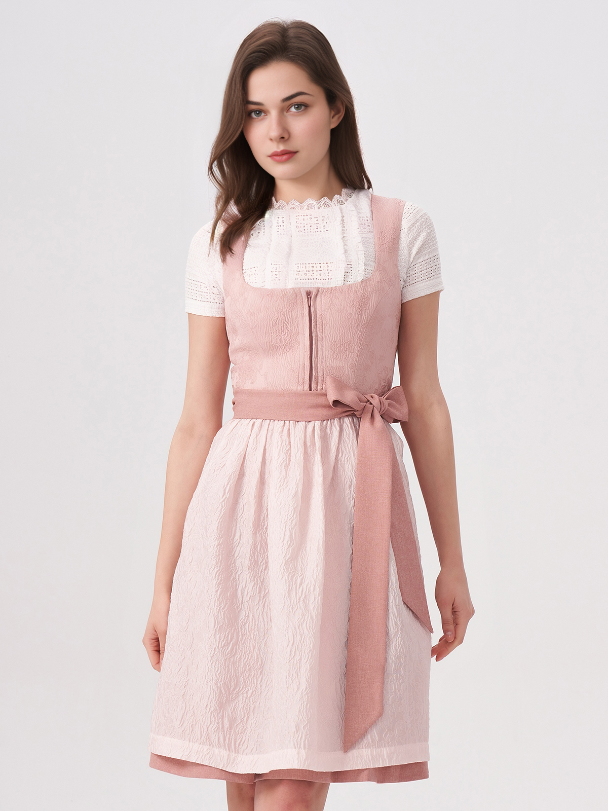 Dirndlbluse mit V-Ausschnitt in Rosa