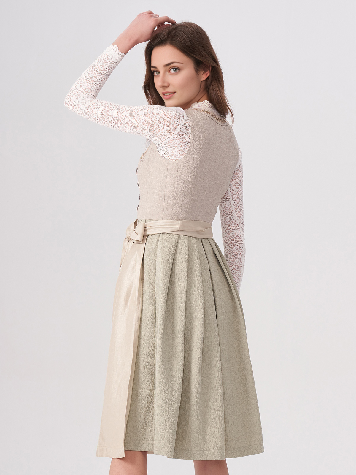 Dirndl 2024 Grün in Beige und Grün