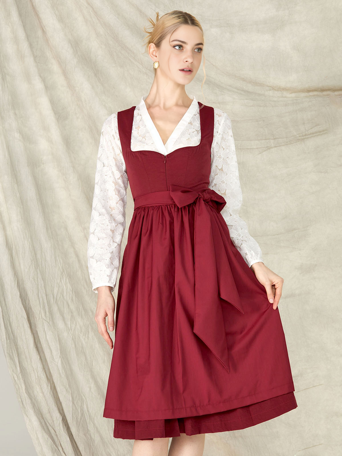 Langarm Dirndlbluse in Rot