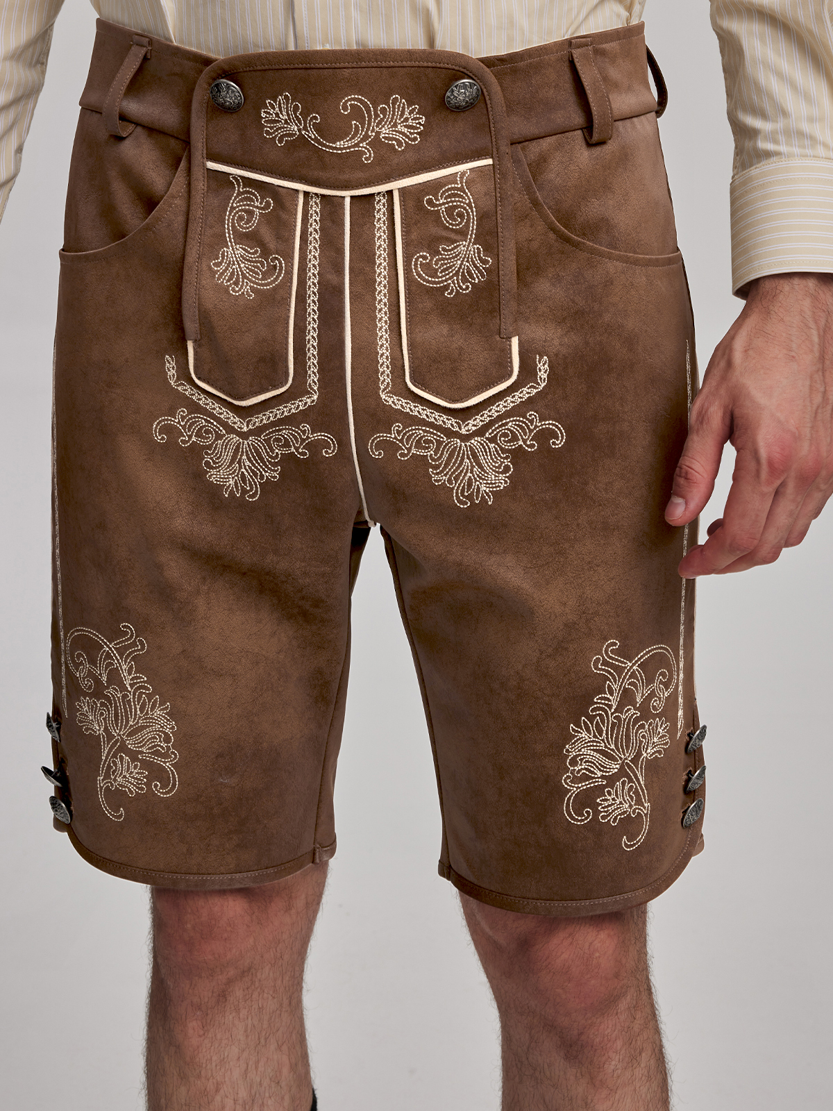 Trachtenbluse Spitze Langarm in Braun