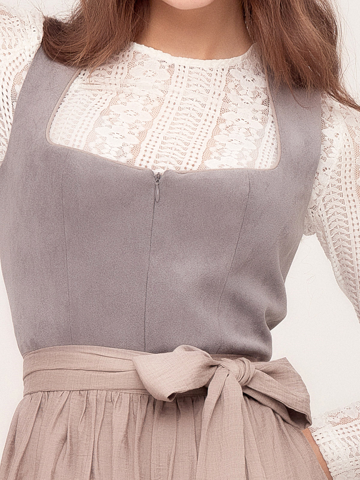 Dirndl mit Reißverschluss vorne in Grau